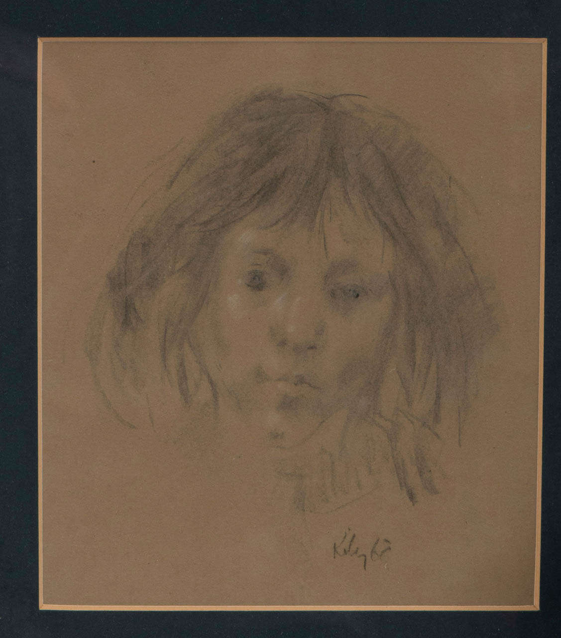 Harold Riley pastel and chalk on paper portrait, England 1968