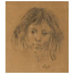 Harold Riley pastel and chalk on paper portrait, England 1968