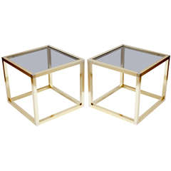 1960's Brass Square Side Tables