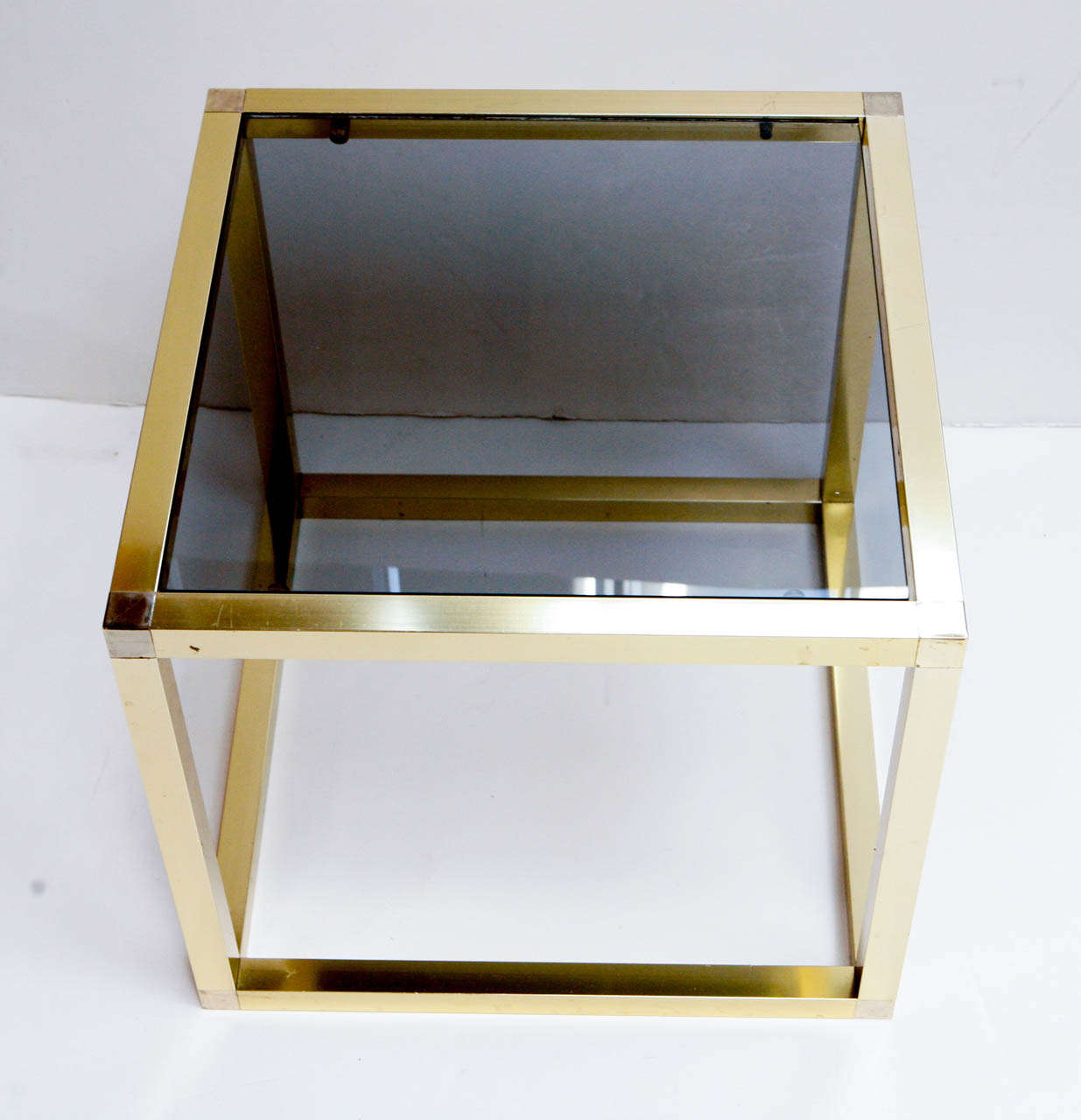 1960's Brass Square Side Tables In Excellent Condition In South Pasadena, CA