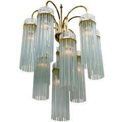 Vintage Gaetano Sciolari Glass Rod Chandelier