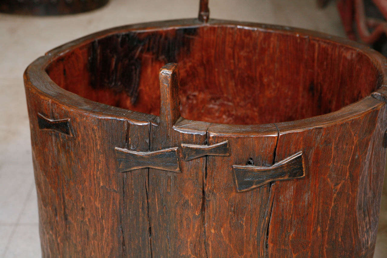 19th Century Antique Granary Vessel of Thick Hardwood