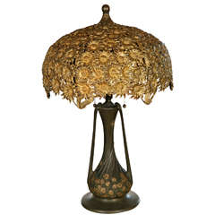 Antique Art Nouveau Table Lamp with Italian Bronze Shade