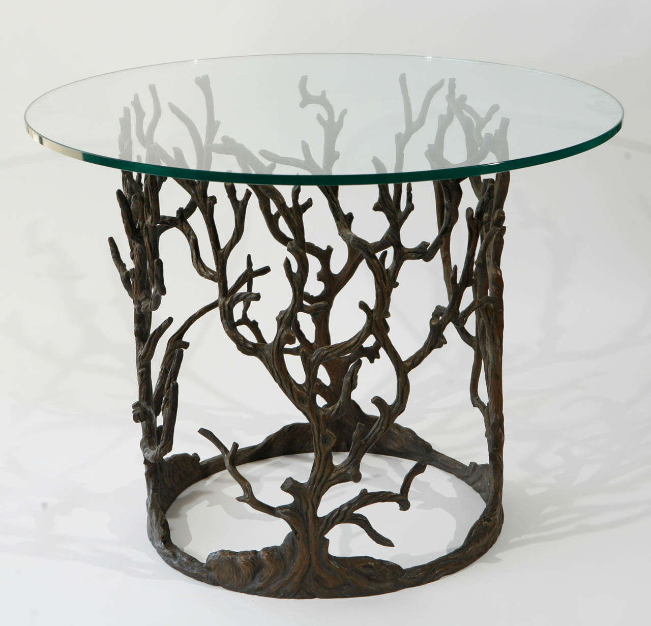 American Cast Brass Tree Sculpture Side Table