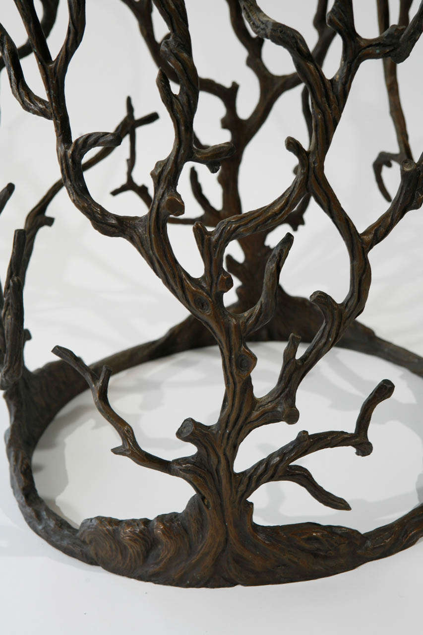 Patinated Cast Brass Tree Sculpture Side Table