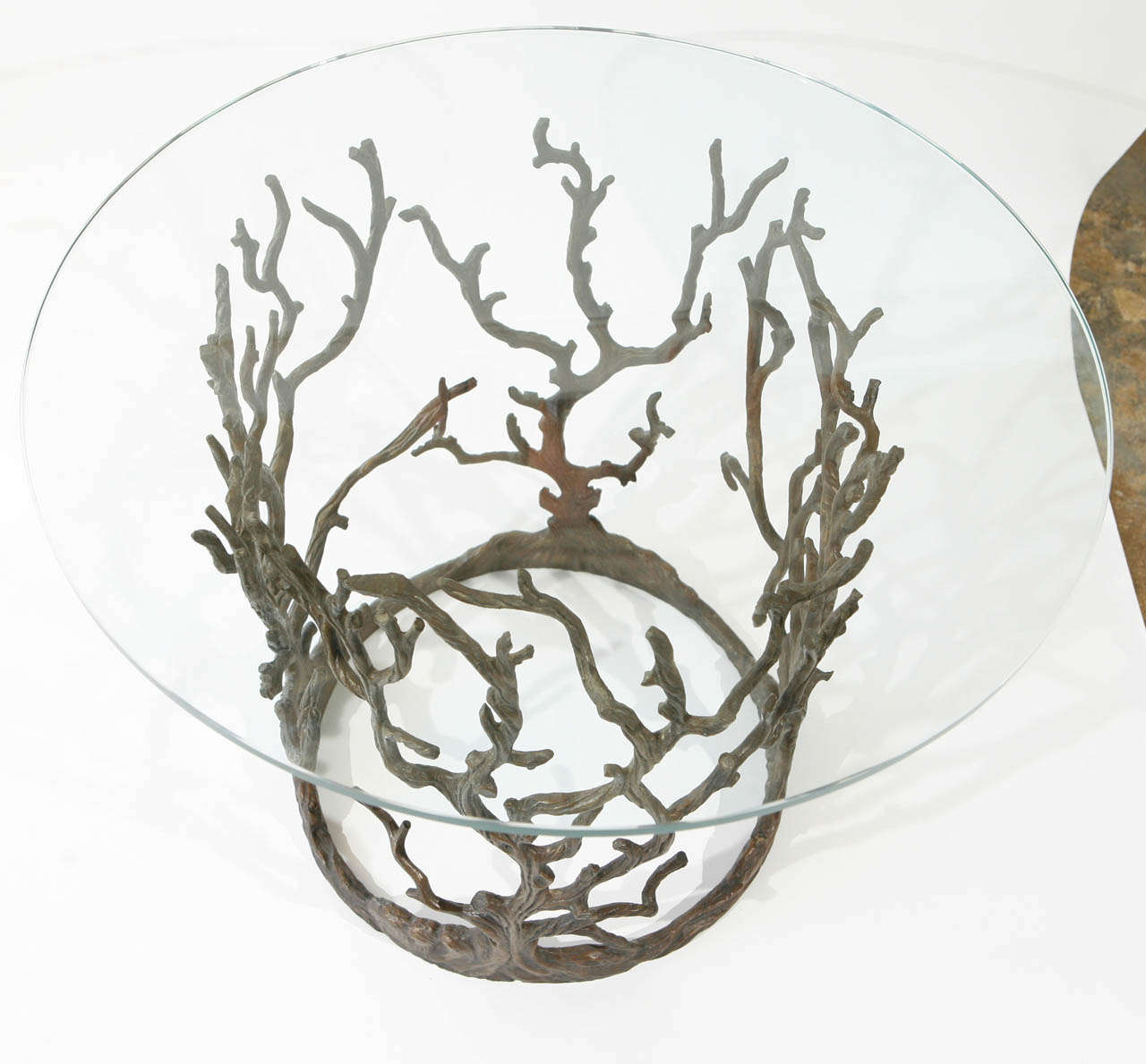 Contemporary Cast Brass Tree Sculpture Side Table