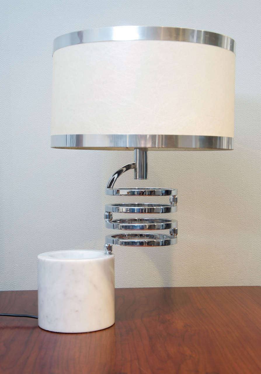 Marble & Chrome 1970's Table Lamp