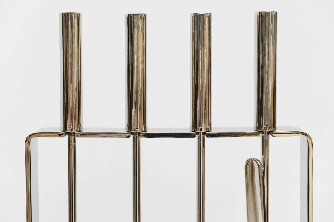Mid-Century Modern 60's Modernist Nickeled Fireplace Tool Set by Pilgrim