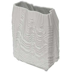 Textural White Porcelain Signed Rosenthal "Wave Vase"