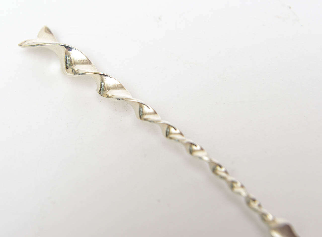 Sterlingsilber Vintage „Twist and Ball“ Cocktail- oder Serviergabeln aus Sterlingsilber S/10  Barzubehör (20. Jahrhundert) im Angebot