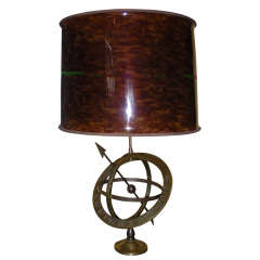 Vintage Astrolabe Lamp with imitation Tortoise Shell Shade