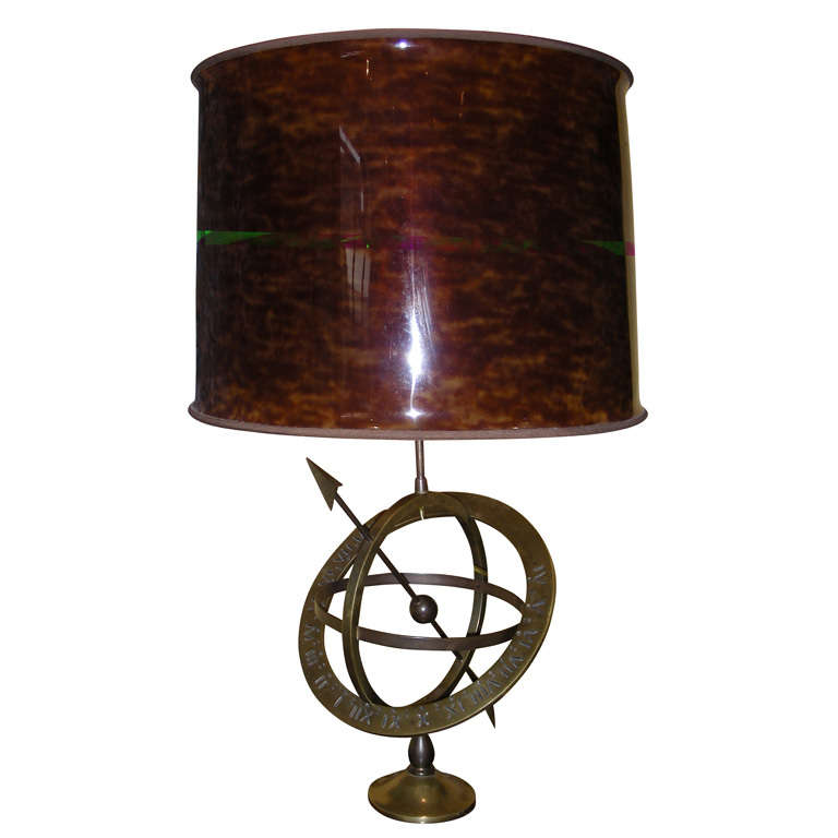 Astrolabe Lamp with imitation Tortoise Shell Shade