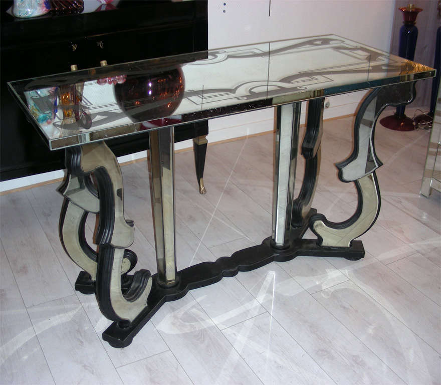 Console table in mirror.