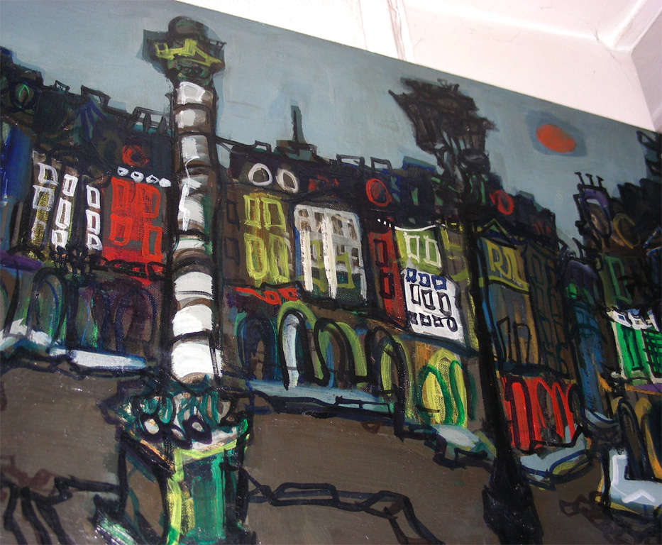 Canvas 1950s Painting by J.-C. Dragomir of the School of Montmartre For Sale