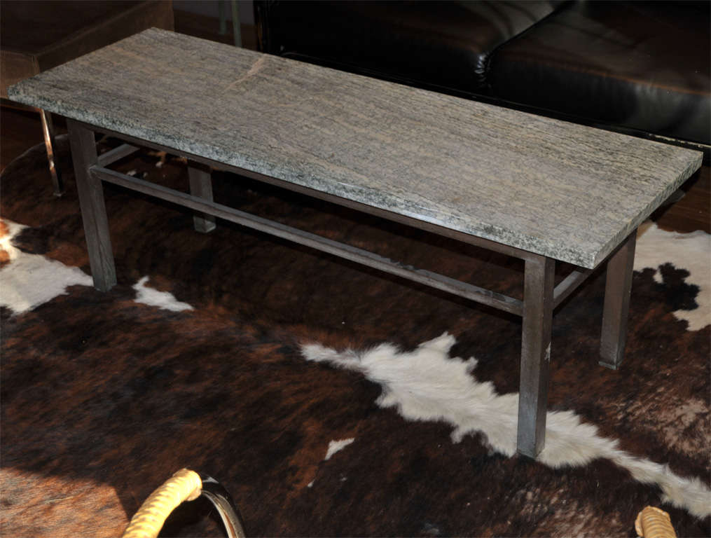 French 1950s Coffee Table with Marble Top For Sale