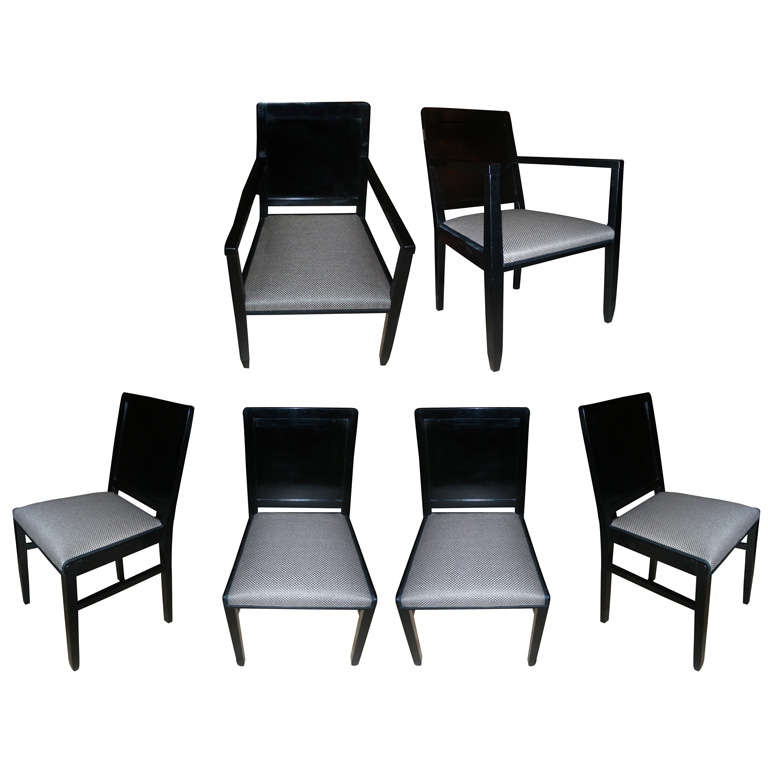 Two 1940s Armchairs and Four Chairs by Maurice Alet