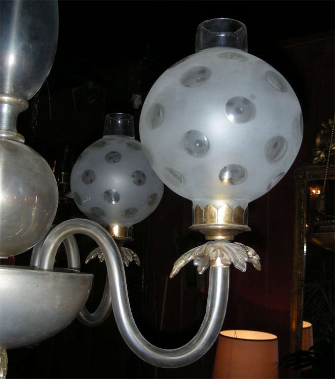 1940-1950 Italian Murano Glass Chandelier For Sale 2