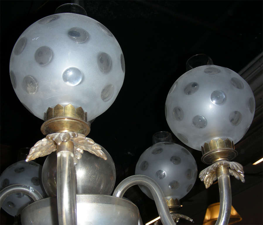 1940-1950 Italian Murano Glass Chandelier For Sale 3