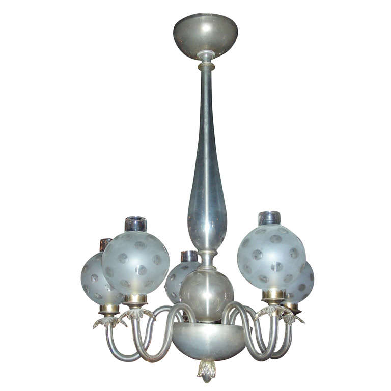 1940-1950 Italian Murano Glass Chandelier For Sale