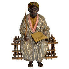 Bergmann Cold Painted Vienna Bronze Arab Man Seated on a Crate