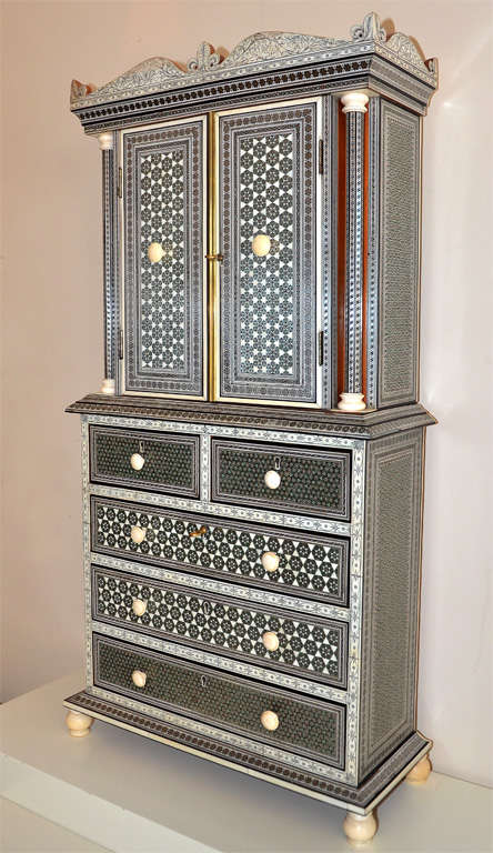 20th Century Anglo-Indian Ivory and Sadeli Micro-Mosaic Cabinet