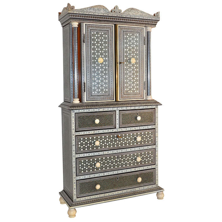 Anglo-Indian Ivory and Sadeli Micro-Mosaic Cabinet