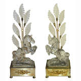 Vintage Extremely rare Maison Bagues pair of horse and leaves lamps