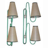 JEAN ROYERE rare pale green coloured 2 lights pair of sconces