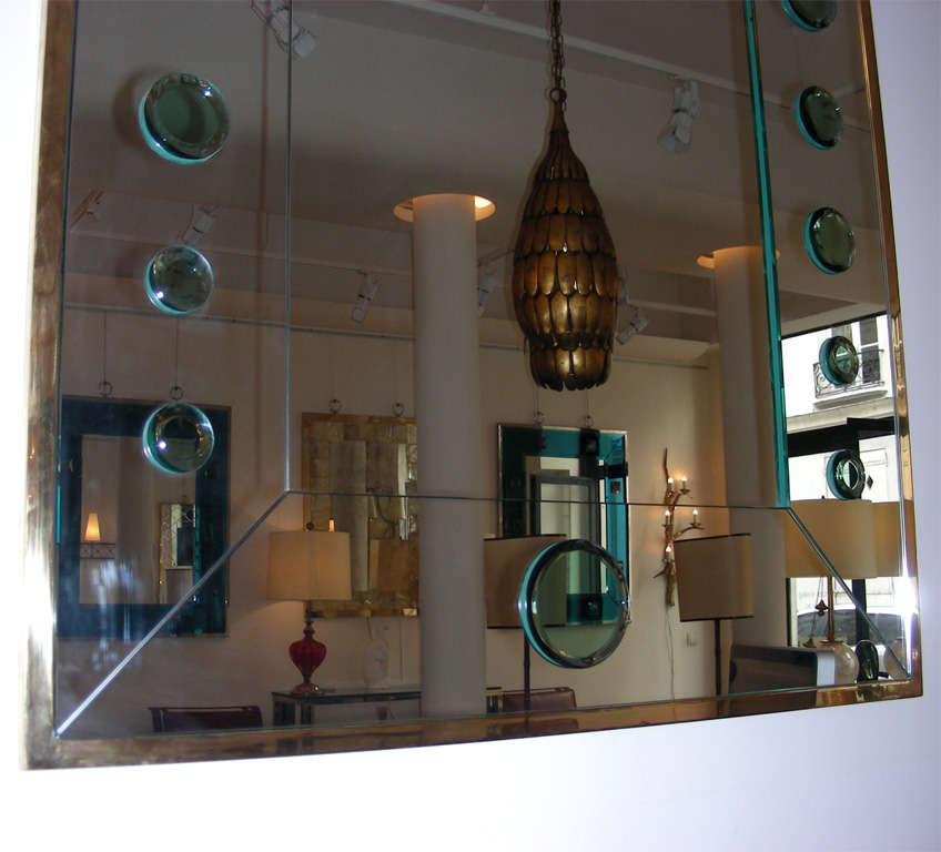 Modern White and Green Rounds Mirror by Andre Hayat For Sale