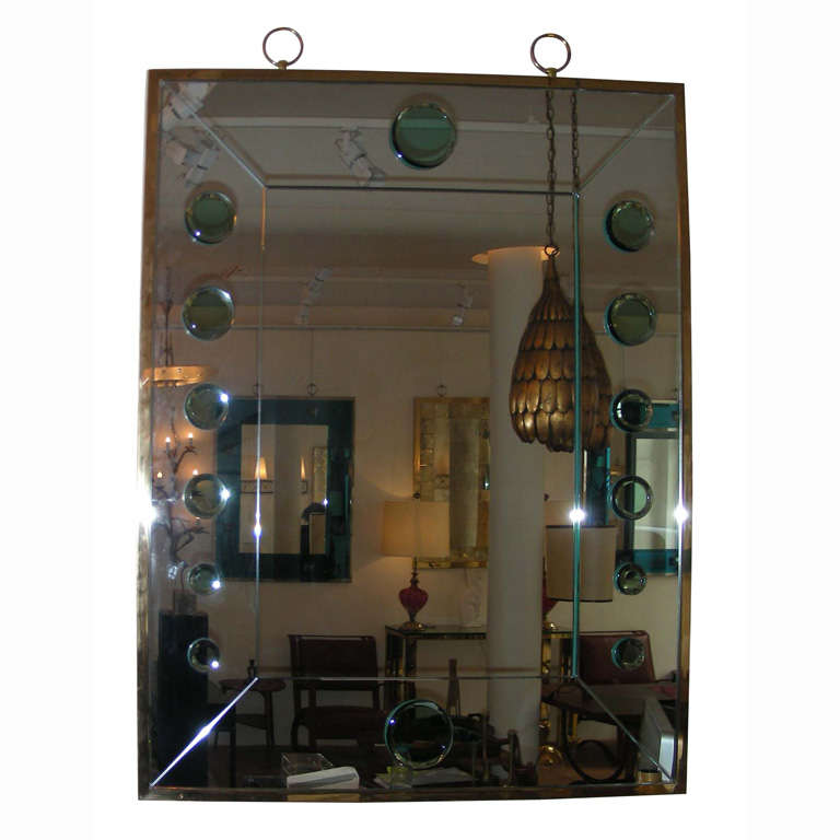 White and Green Rounds Mirror by Andre Hayat For Sale