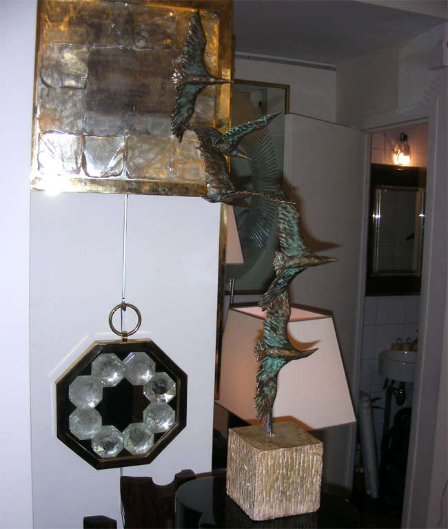 Curtis Jere Flying Birds in Bronze and Marble Base, Signed