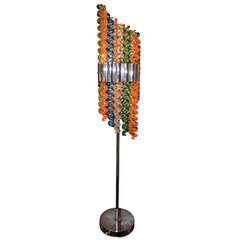 Magnificent 1960' Murano glass and nickeled metal floor lamp.