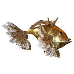 Used 1970's lighting fish sculpture by Richard Faure