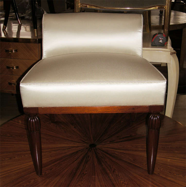 Lady vanity chair by Paul Follot with carved leg and rounded back