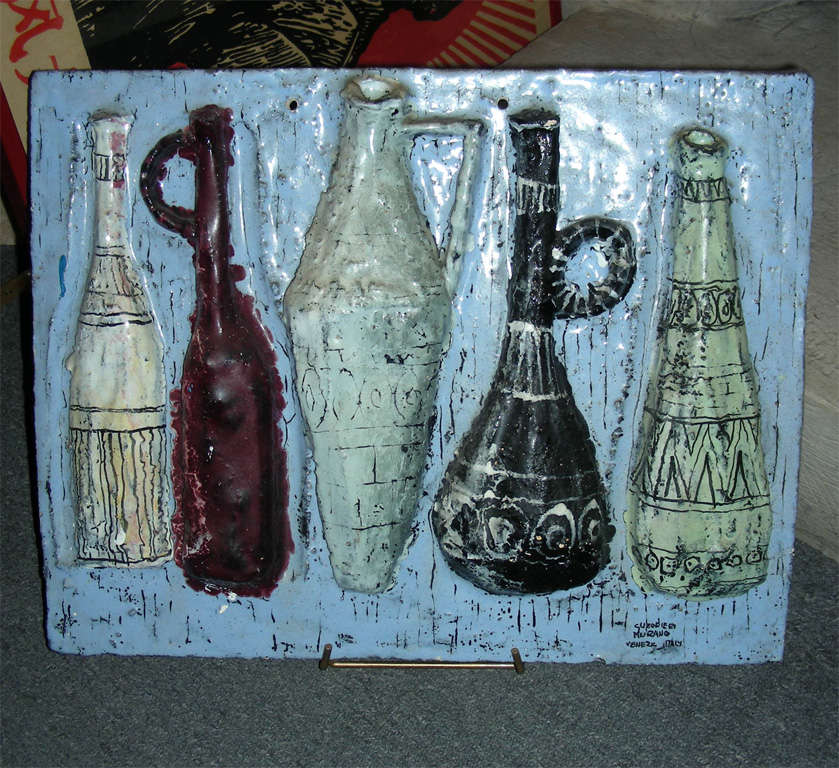 1960-1970 Ceramic Panel Signed Guerrieri Murano Venezia Italy