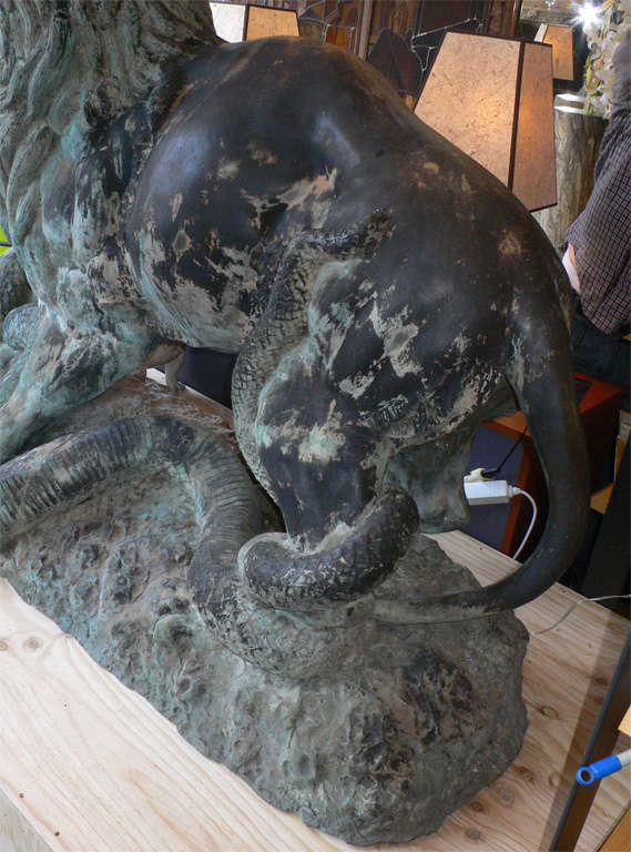 Large 1950s Bronze Sculpture After Antoine-Louis Barye 1