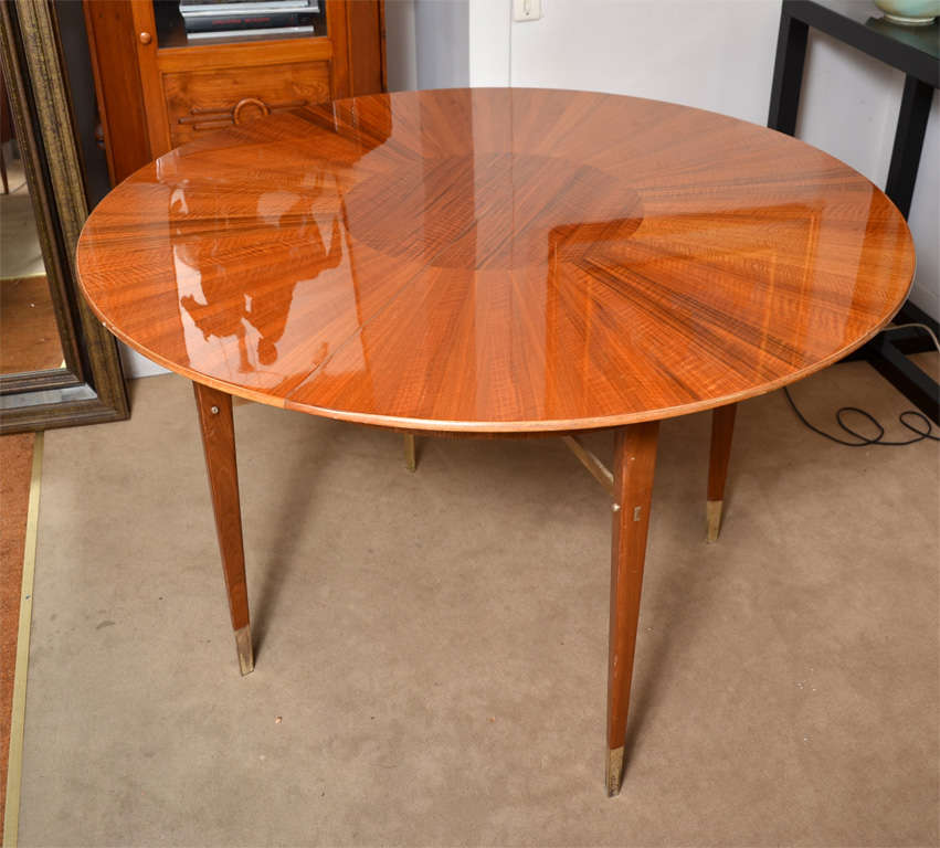 French Art Deco Round Table and Six Chairs In Good Condition For Sale In Nice, Cote d' Azur