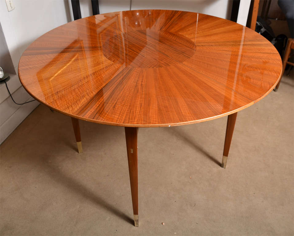 Mid-20th Century French Art Deco Round Table and Six Chairs For Sale