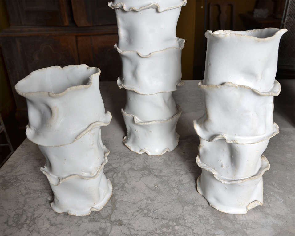 Set of Six Ceramic Vases in Bamboo Shape 2