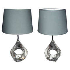 Two 1960s Crystal Lamps by Daum France