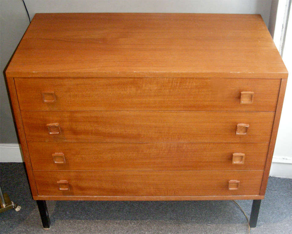 Two 1950s Danish commodes in rosewood, with four drawers.