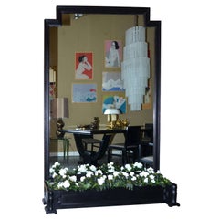 1900 Large planter with mirror in waxed blackened oak.