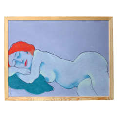 1962 Pastel of a Sleeping Nude Woman by Anna Silverberg