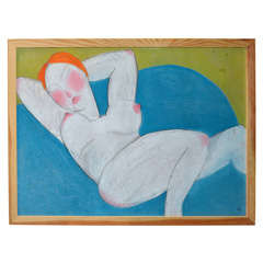1962 Pastel of a Nude Woman by Anna Silverberg