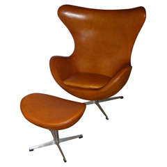 1950s "Egg" Armchair and Footstool by Arne Jacobsen