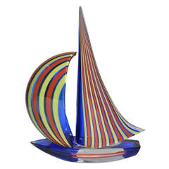 The boat all in Murano glass signed R.Dona.