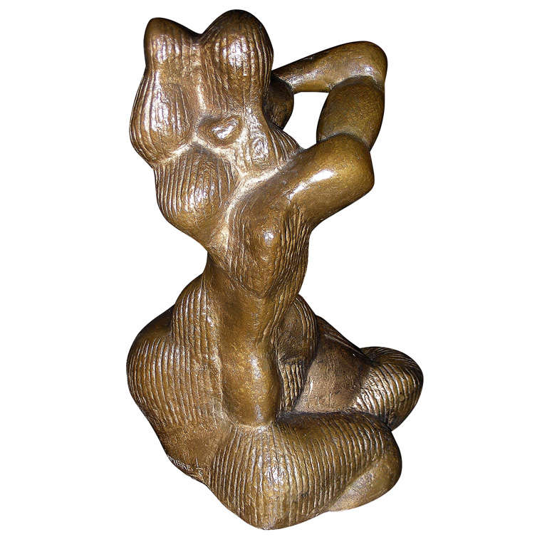 1951 "Woman Combing Her Hair" Sculpture by Henri Delcambre