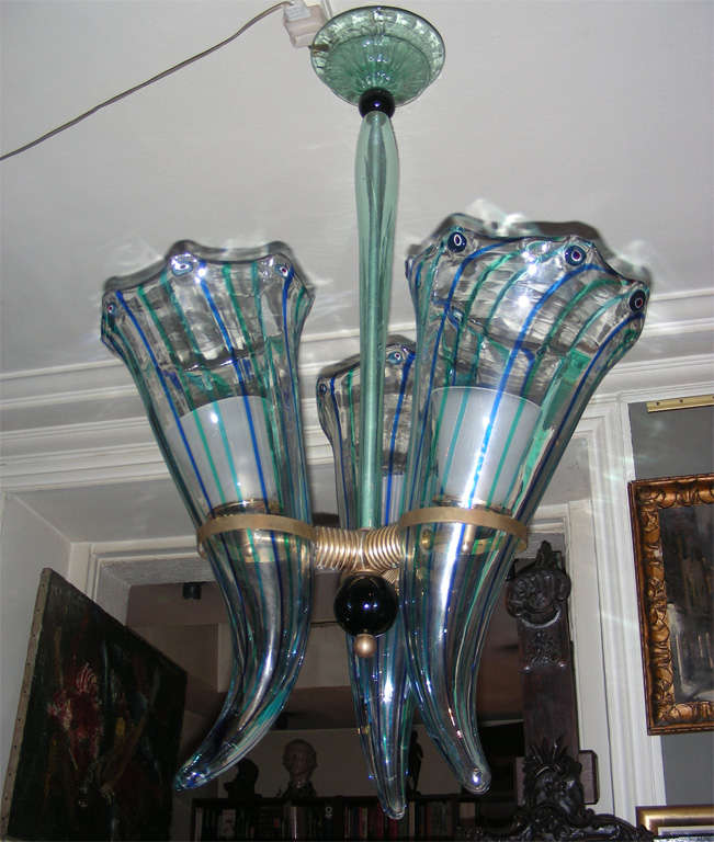 1960er Jahre Italienischer Murano-Glas-Kronleuchter von Venini (Muranoglas) im Angebot