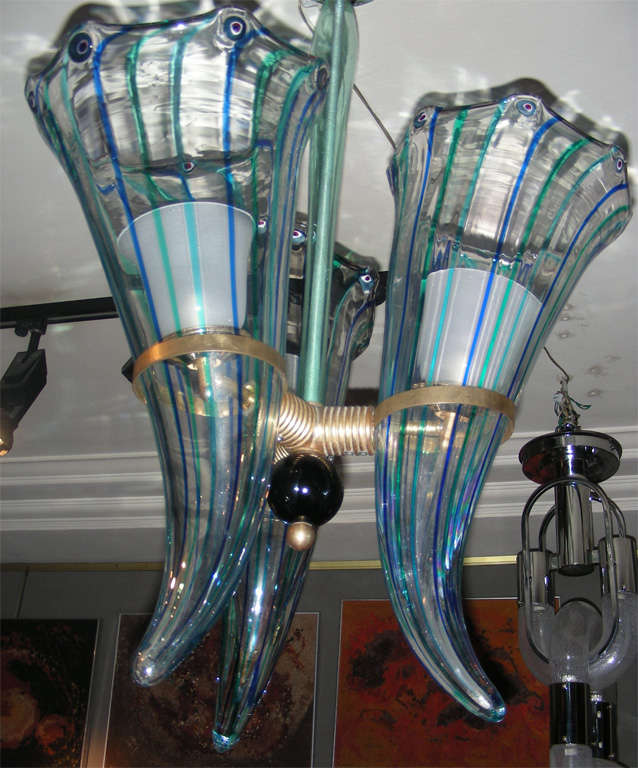 1960s Italian Murano Glass Chandelier by Venini For Sale 2