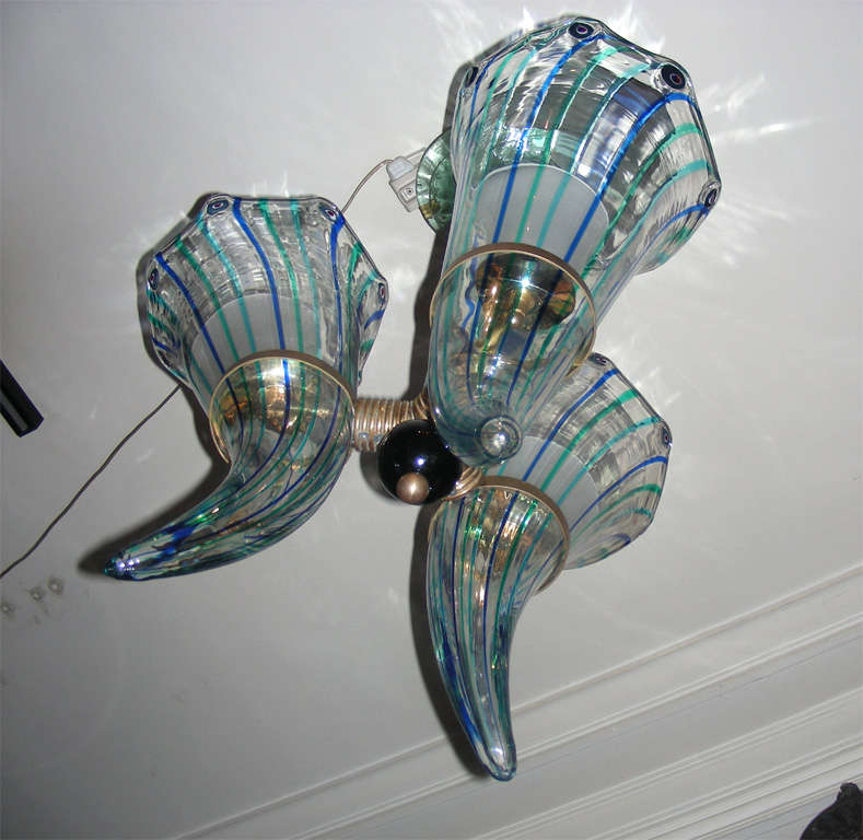 1960s Italian Murano Glass Chandelier by Venini For Sale 3
